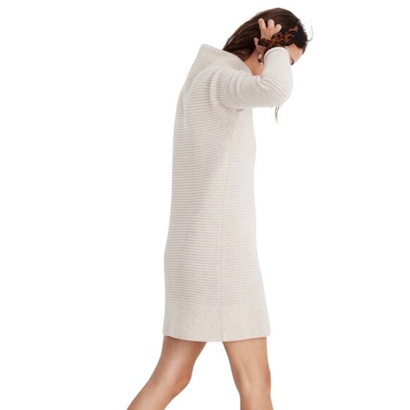 Madewell Women Small Skyscraper Sweater Dress Funnel‎ Neck Ribbed Merino Wool - Picture 4 of 13